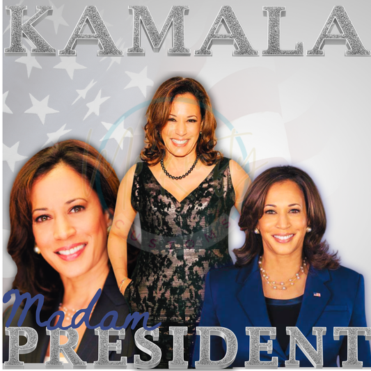 EDITABLE MADAM PRESIDENT WITH FLAG BACKGROUND